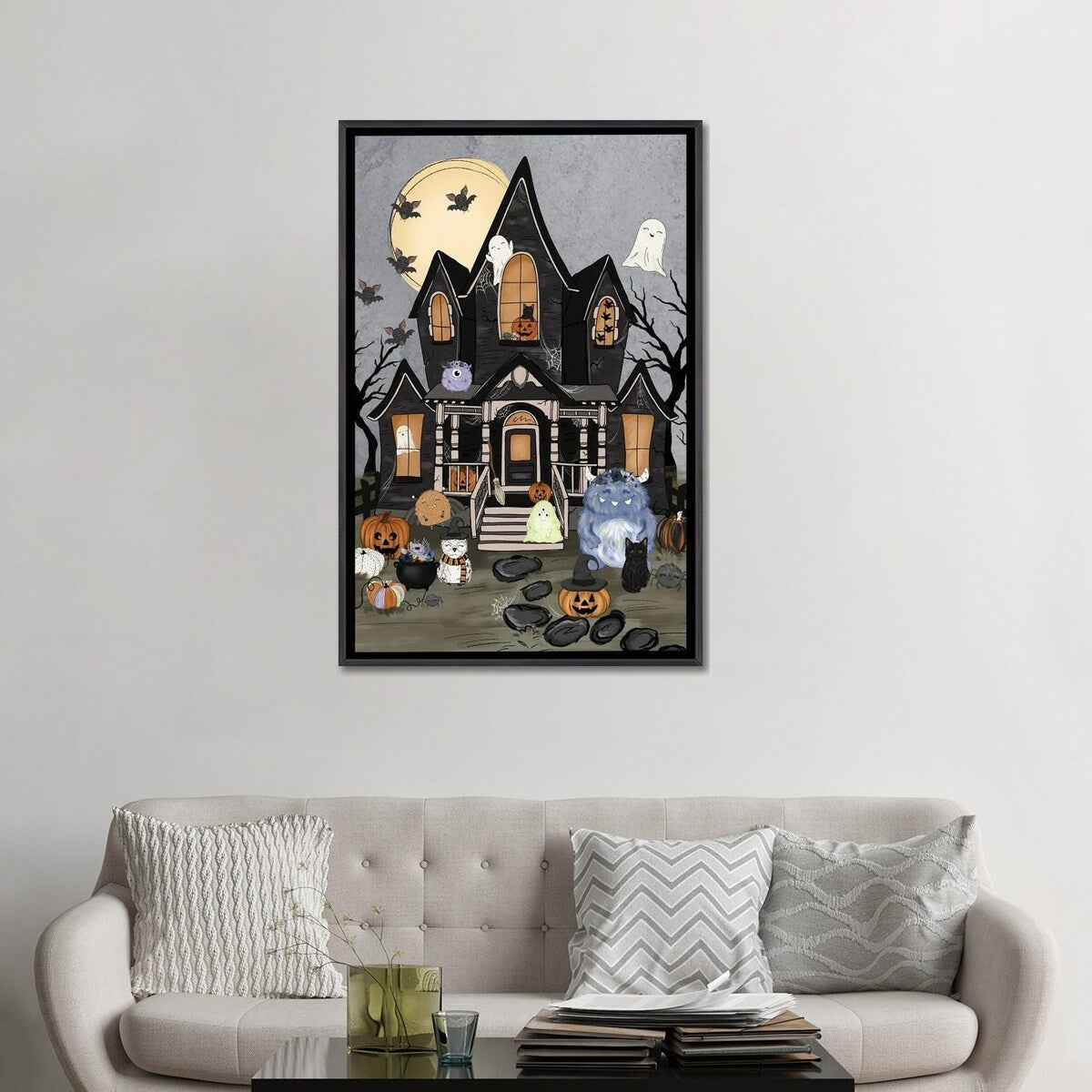 iCanvas "Haunted House Friends" by Katie Bryant Framed
