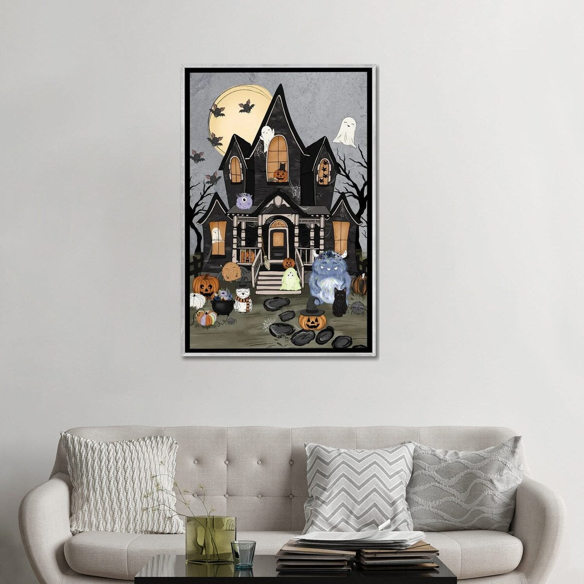 iCanvas "Haunted House Friends" by Katie Bryant Framed