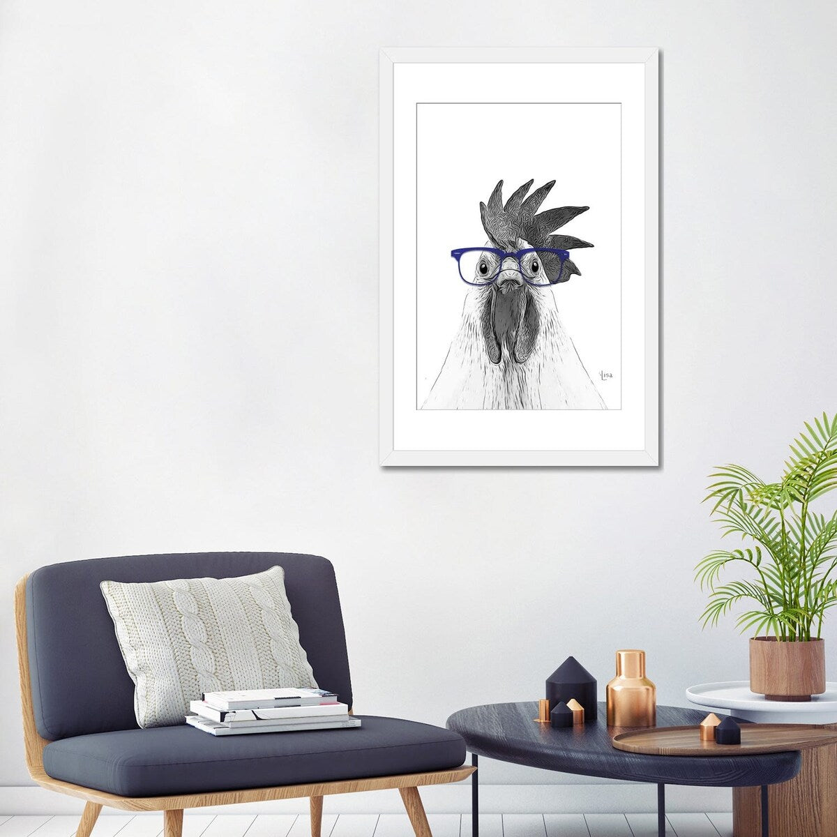 iCanvas "Hen With Blue Glasses" by Printable Lisa's Pets