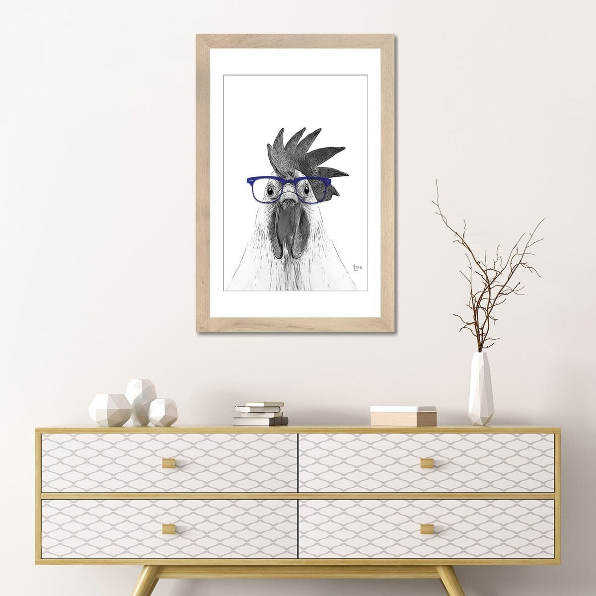 iCanvas "Hen With Blue Glasses" by Printable Lisa's Pets