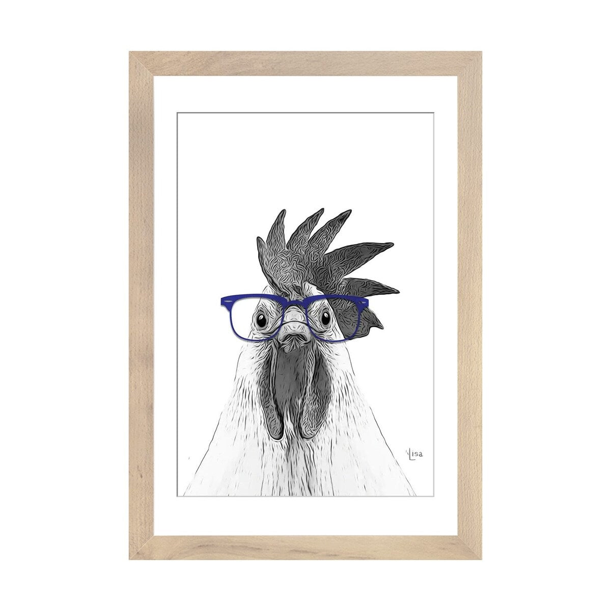 iCanvas "Hen With Blue Glasses" by Printable Lisa's Pets