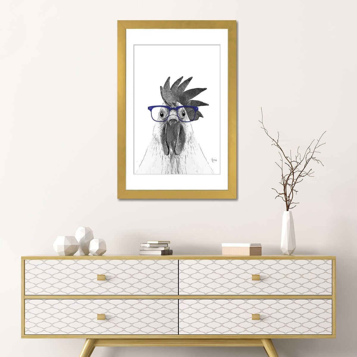 iCanvas "Hen With Blue Glasses" by Printable Lisa's Pets