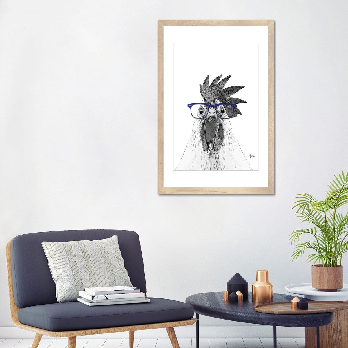 iCanvas "Hen With Blue Glasses" by Printable Lisa's Pets