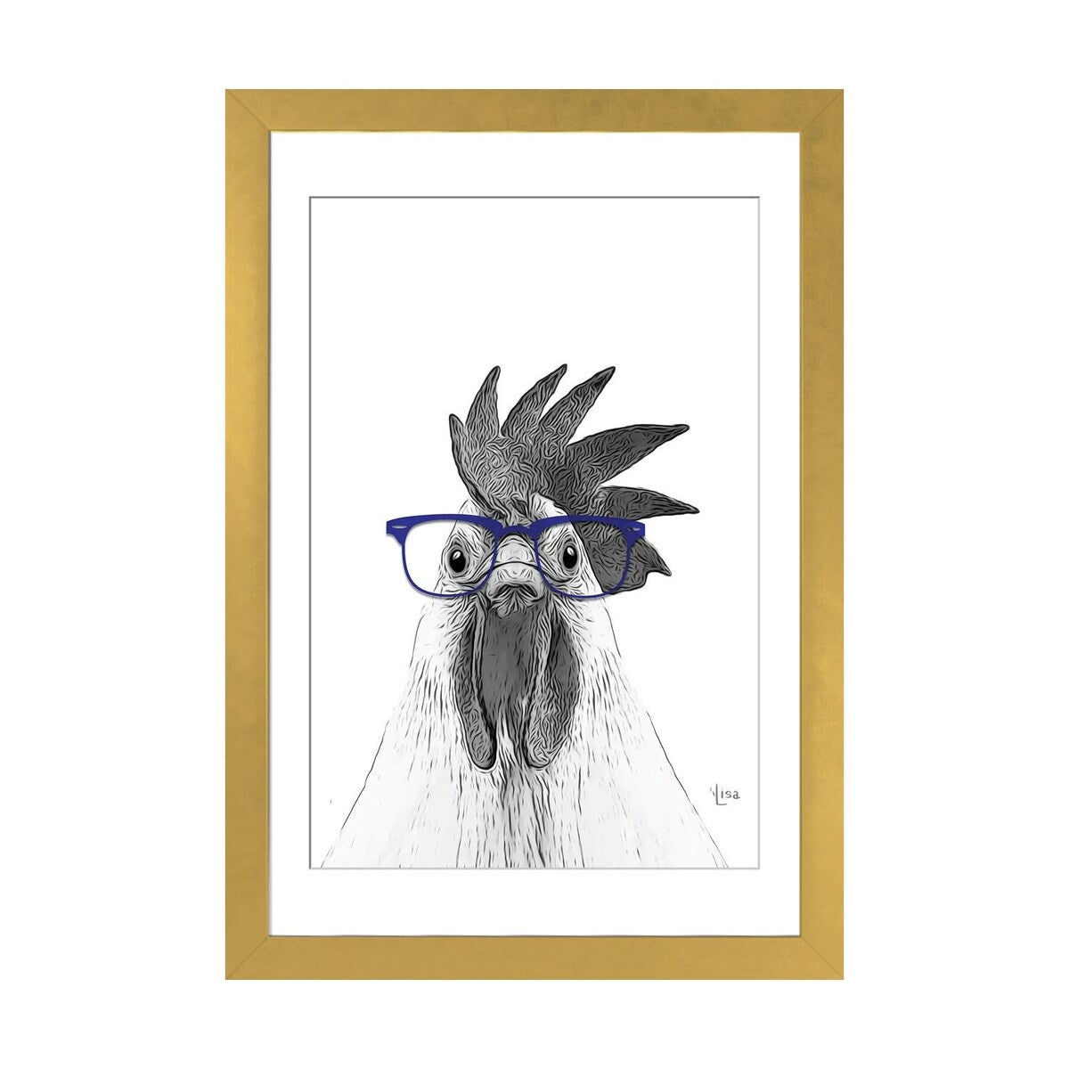 iCanvas "Hen With Blue Glasses" by Printable Lisa's Pets