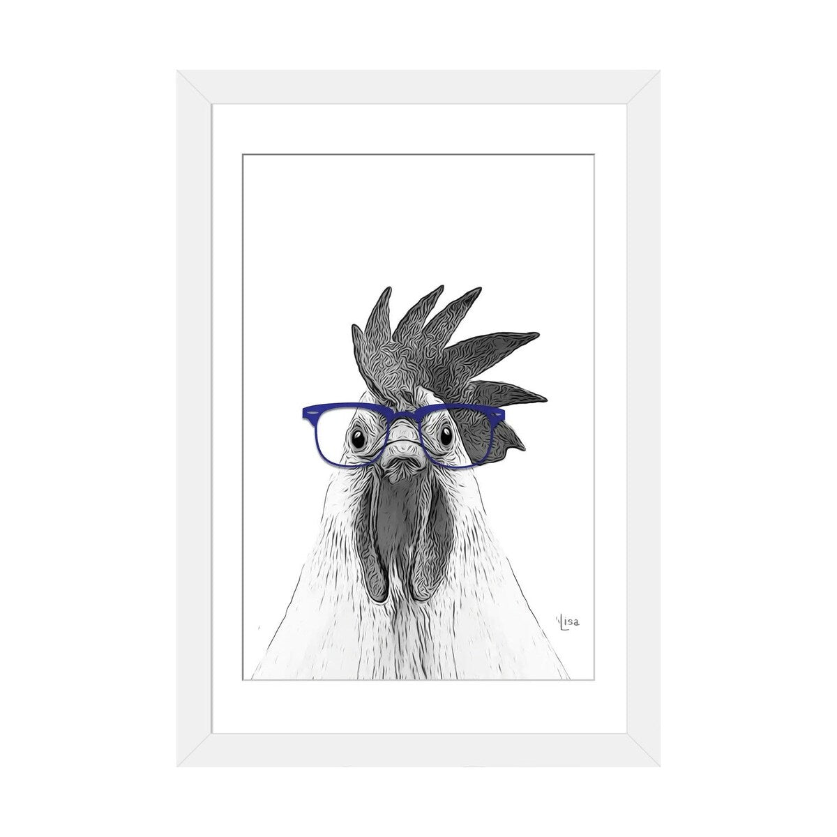 iCanvas "Hen With Blue Glasses" by Printable Lisa's Pets