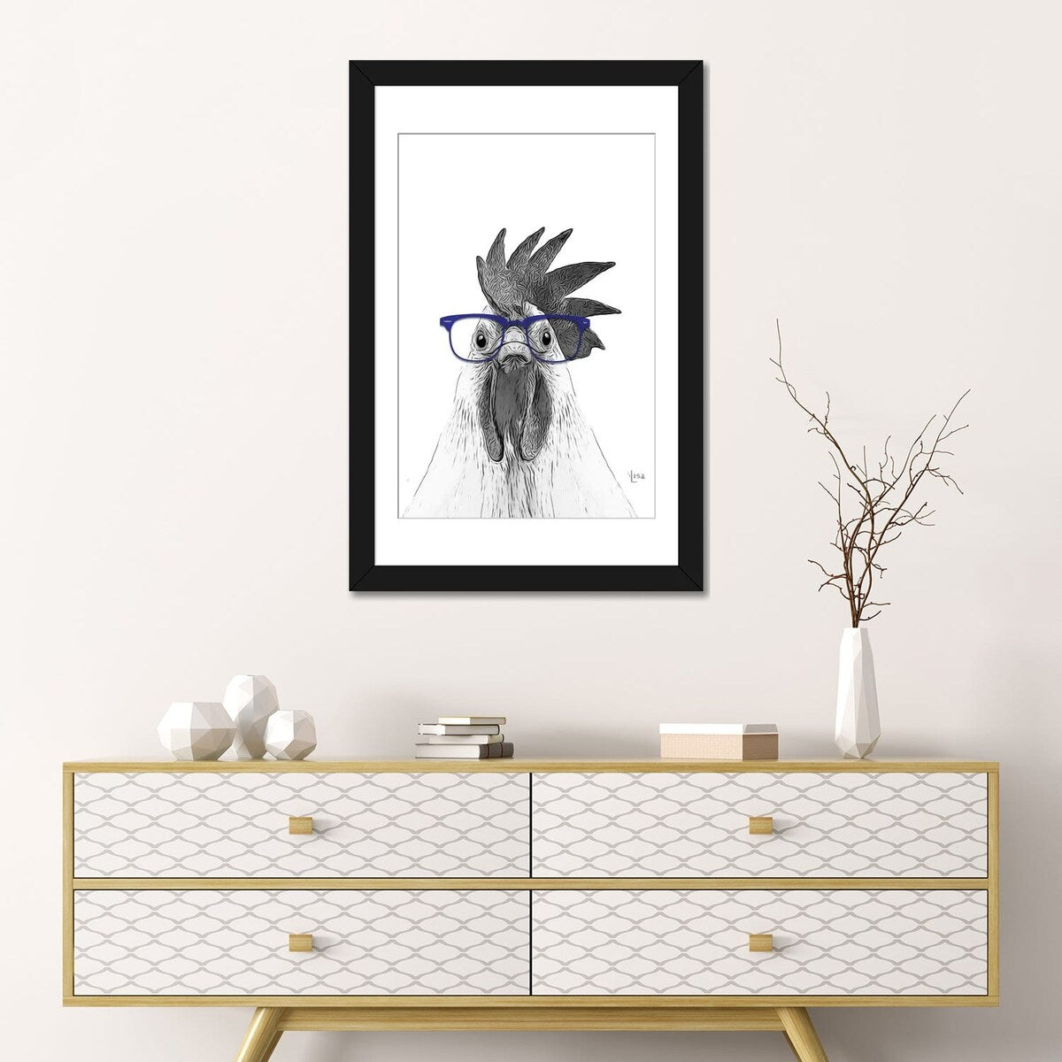 iCanvas "Hen With Blue Glasses" by Printable Lisa's Pets