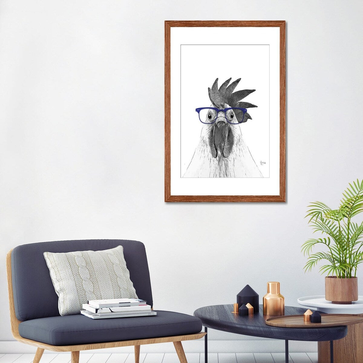 iCanvas "Hen With Blue Glasses" by Printable Lisa's Pets