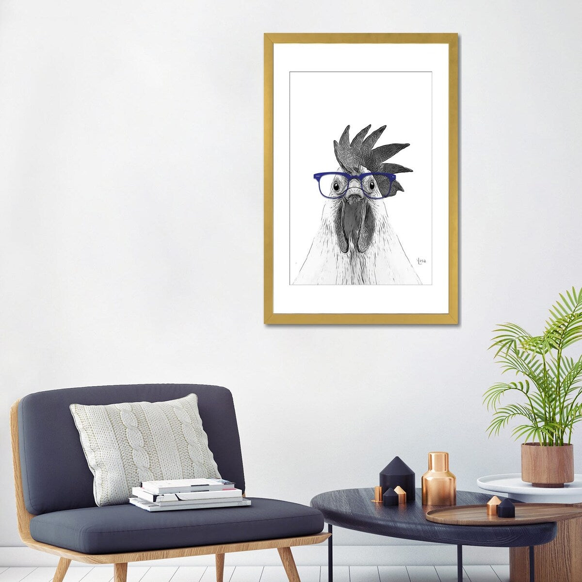 iCanvas "Hen With Blue Glasses" by Printable Lisa's Pets