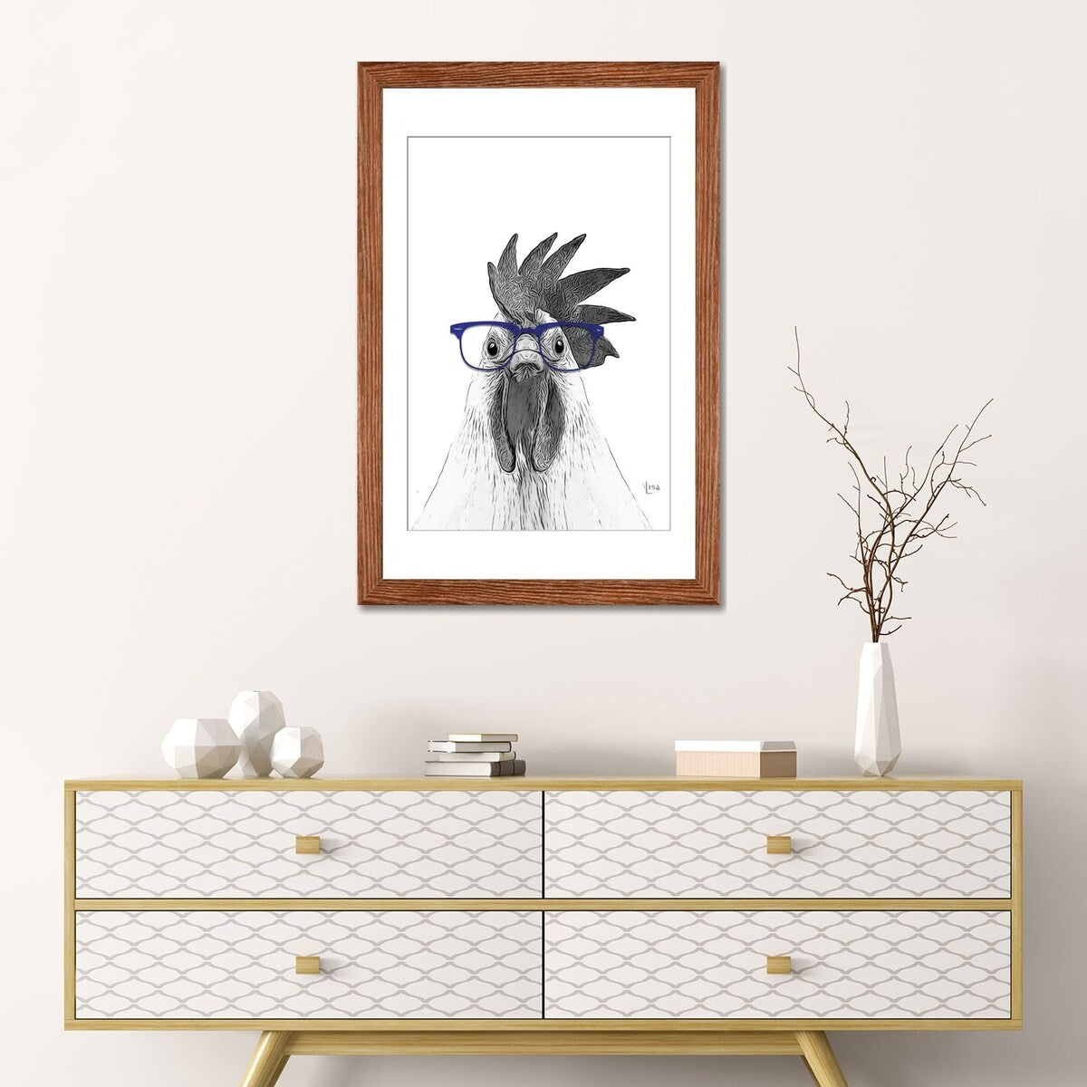 iCanvas "Hen With Blue Glasses" by Printable Lisa's Pets