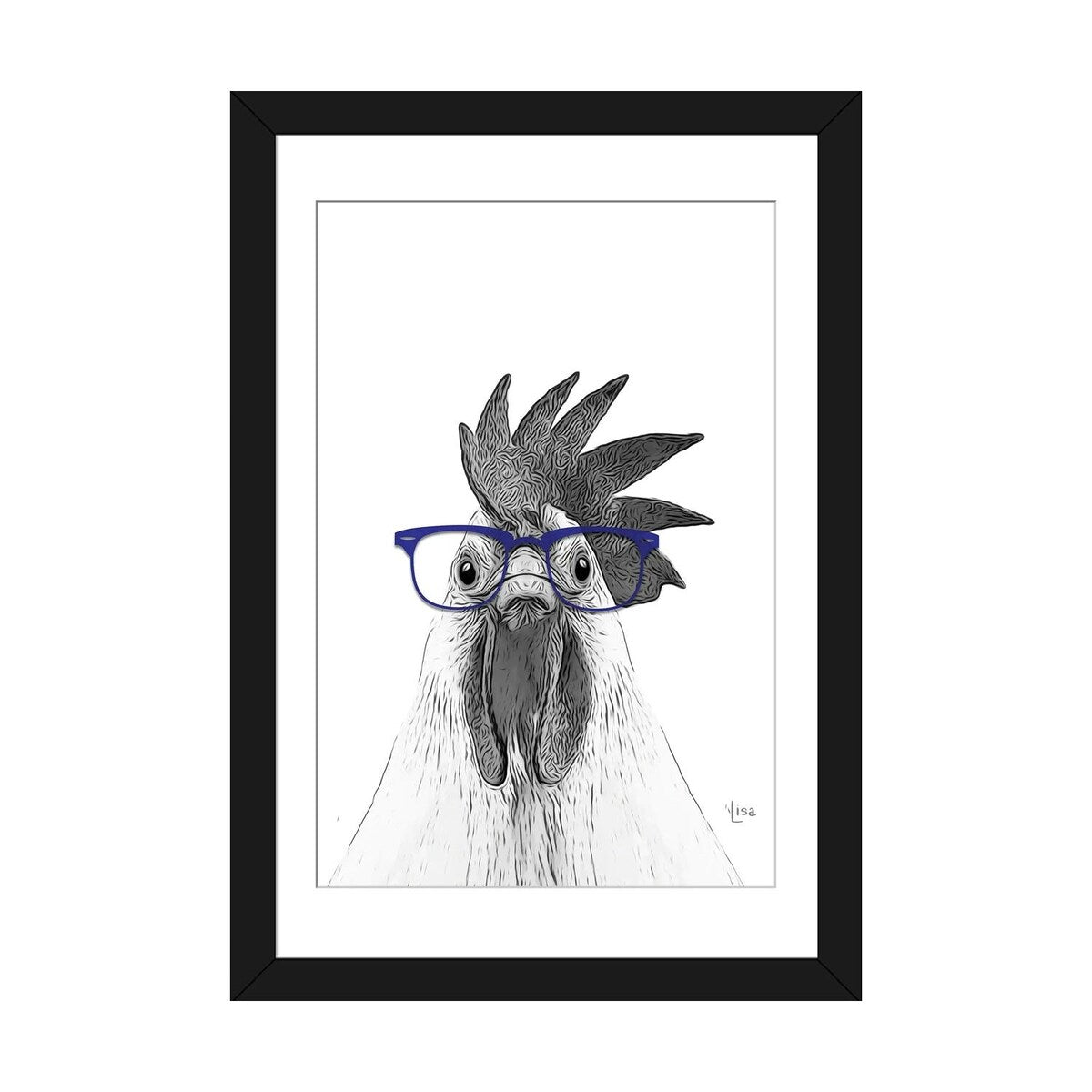 iCanvas "Hen With Blue Glasses" by Printable Lisa's Pets