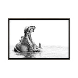 iCanvas "Hippo Yawn B/W" by Kyle Lewin Framed