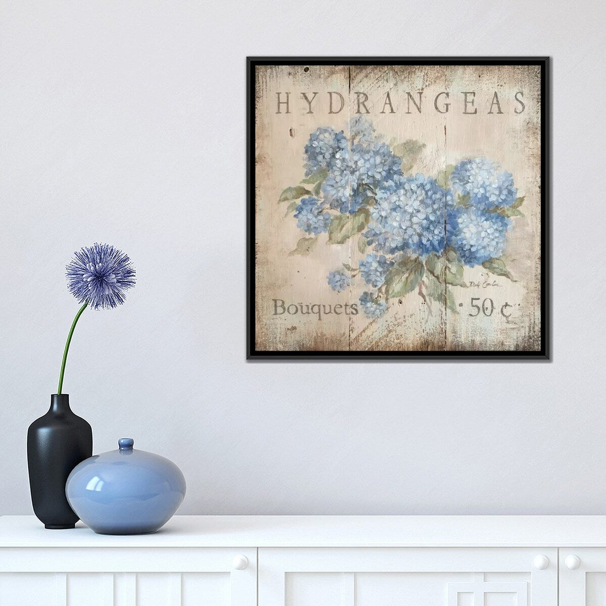 iCanvas "Hydrangeas Bouquets (50 Cents)" by Debi Coules Framed Canvas Print
