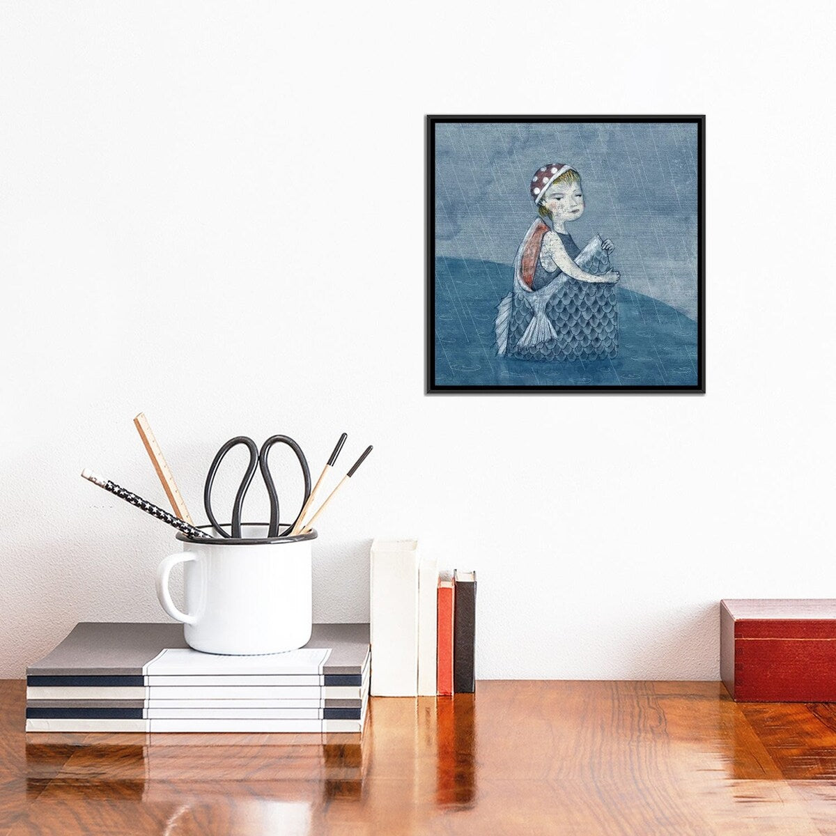 iCanvas "Indigo VI I Like Swim Cap" by Hiroyuki Kurava Framed