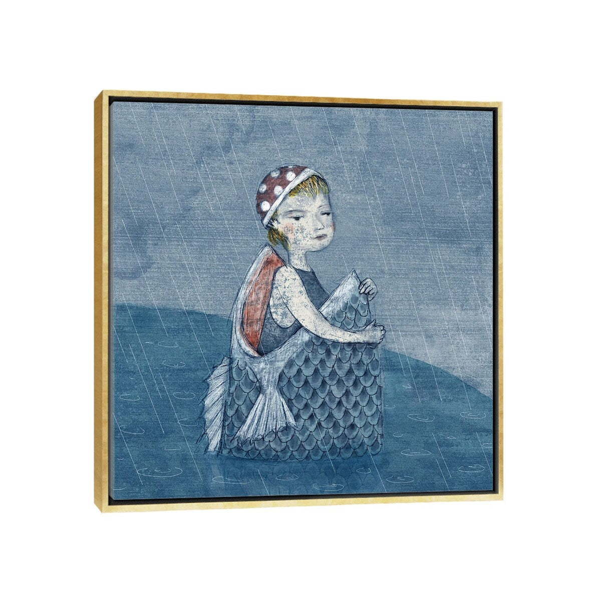 iCanvas "Indigo VI I Like Swim Cap" by Hiroyuki Kurava Framed