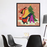 iCanvas "Lady And F0x In Snow" by Renee Melia Framed
