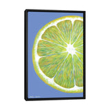 iCanvas "Lemon Slice On Blue" by Kirstin Wood Framed