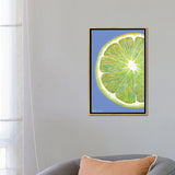 iCanvas "Lemon Slice On Blue" by Kirstin Wood Framed
