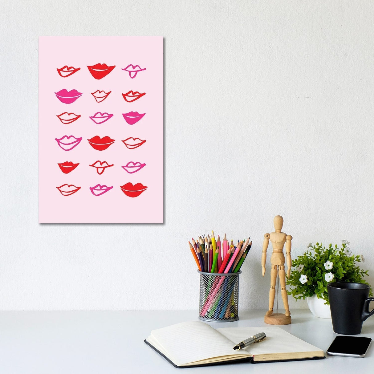 iCanvas "Lips In A Row" by Kristen Ley Canvas Print