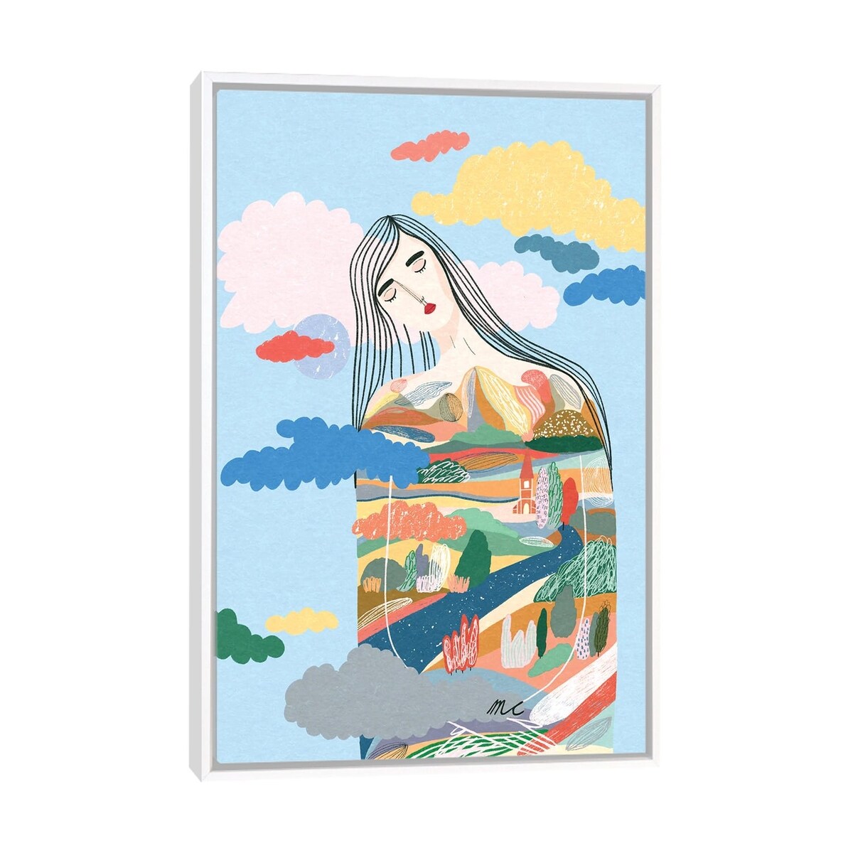 iCanvas "Listening" by Marina Ester Castaldo Framed Canvas Print