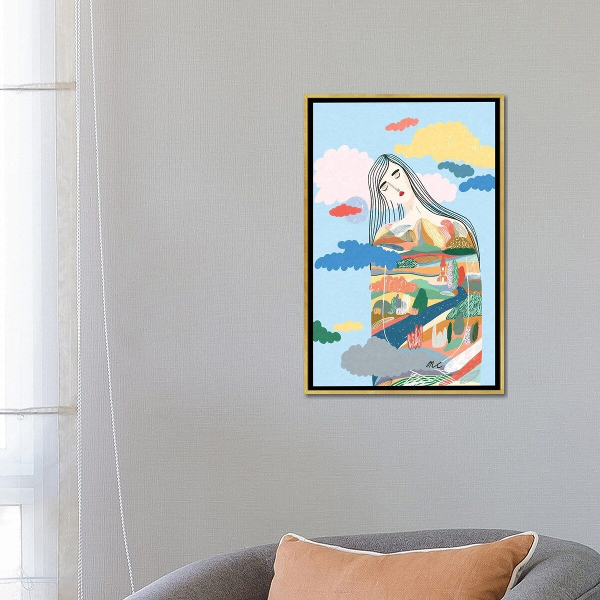 iCanvas "Listening" by Marina Ester Castaldo Framed Canvas Print