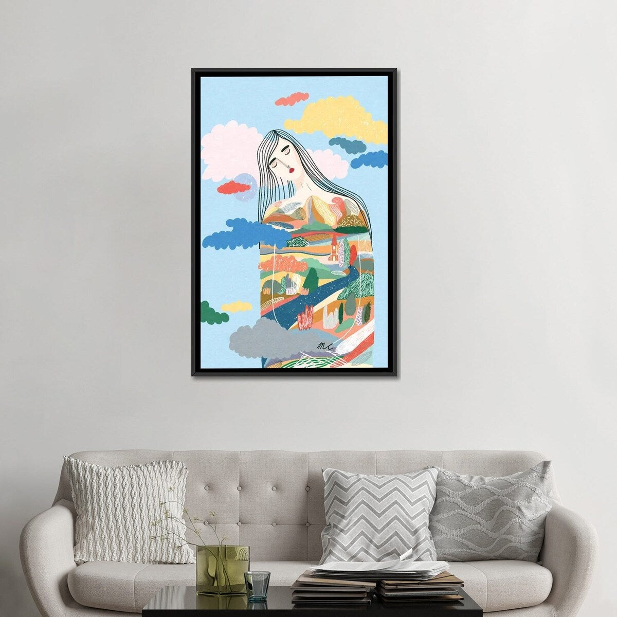 iCanvas "Listening" by Marina Ester Castaldo Framed Canvas Print