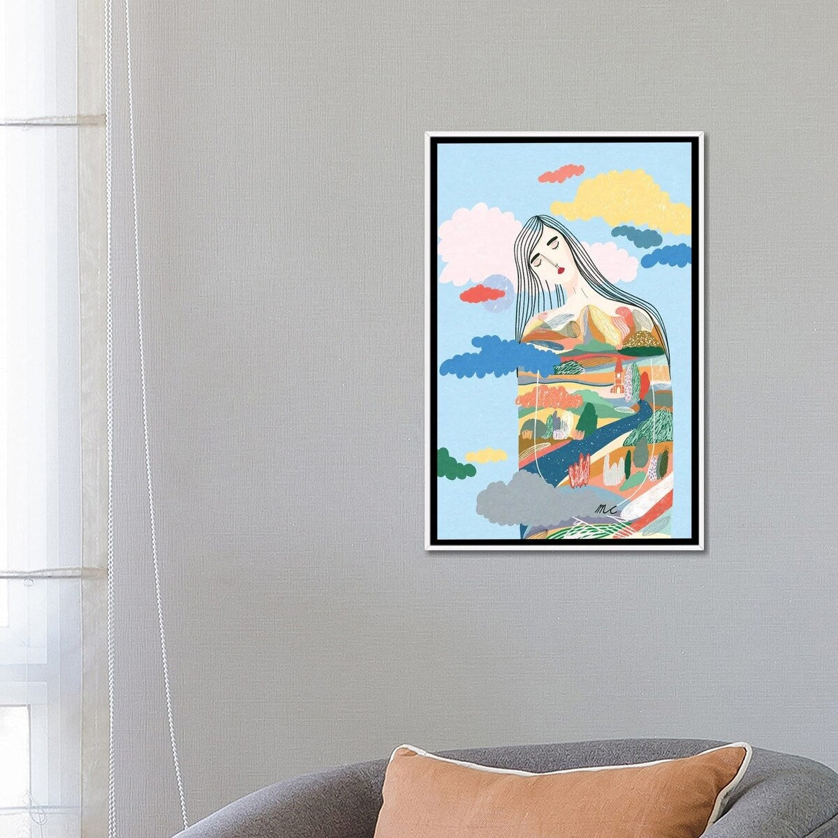 iCanvas "Listening" by Marina Ester Castaldo Framed Canvas Print