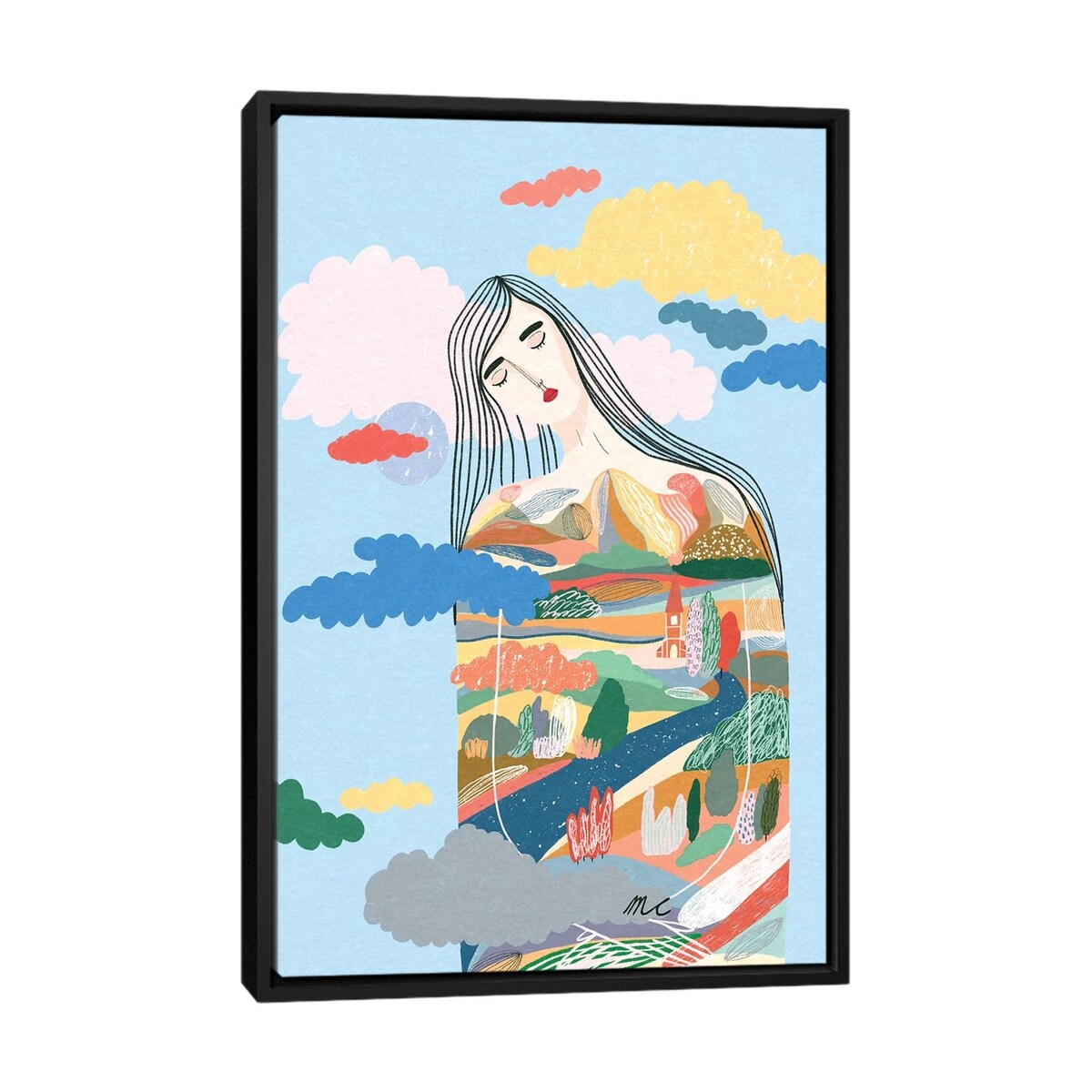 iCanvas "Listening" by Marina Ester Castaldo Framed Canvas Print