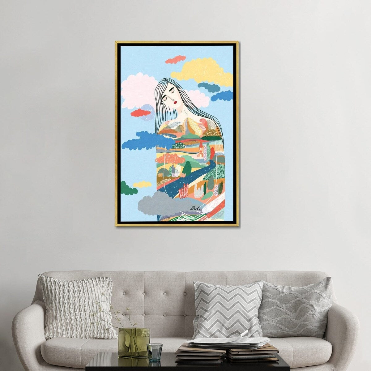 iCanvas "Listening" by Marina Ester Castaldo Framed Canvas Print