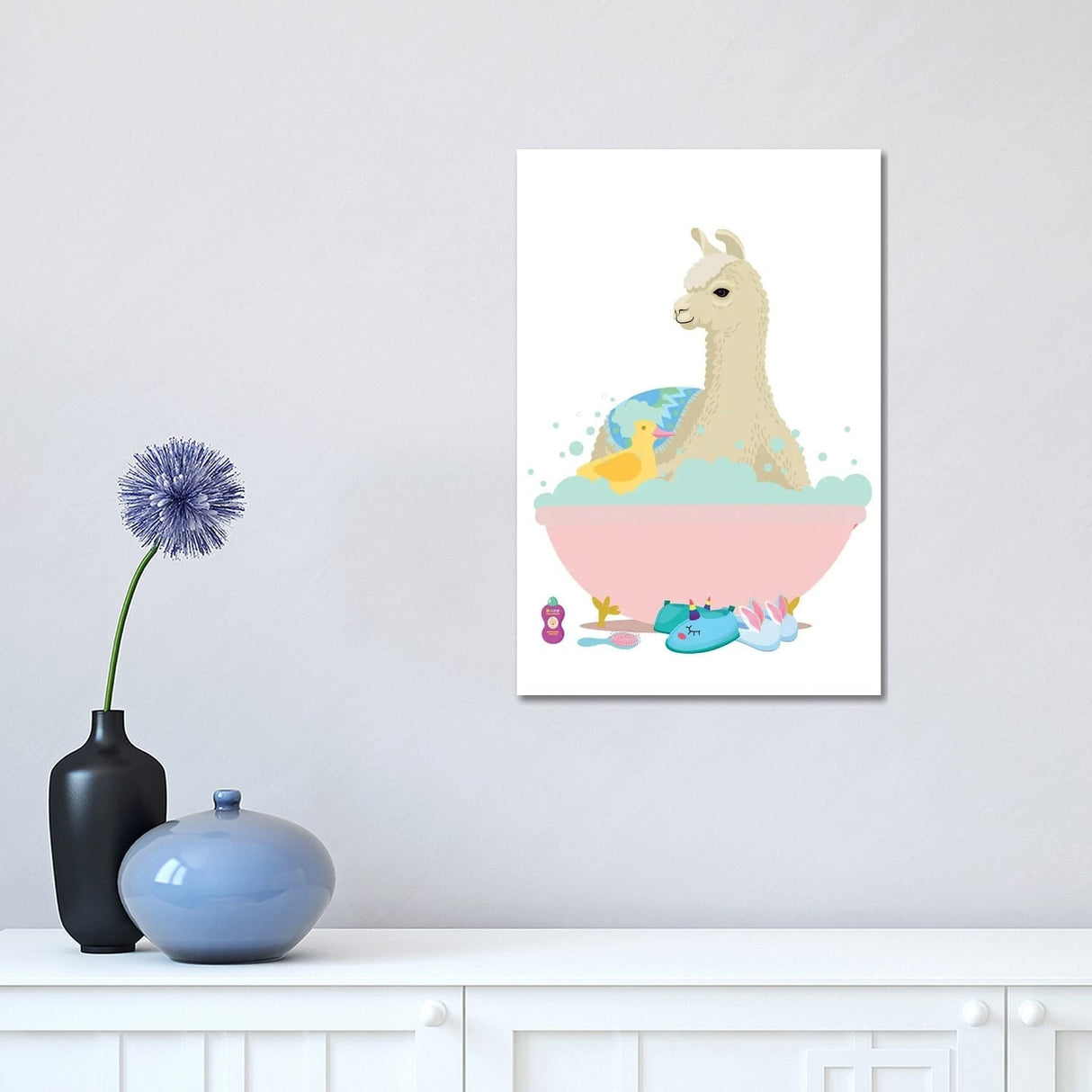 iCanvas "Llama In Pink Bathtub" by Jania Sharipzhanova Canvas Print