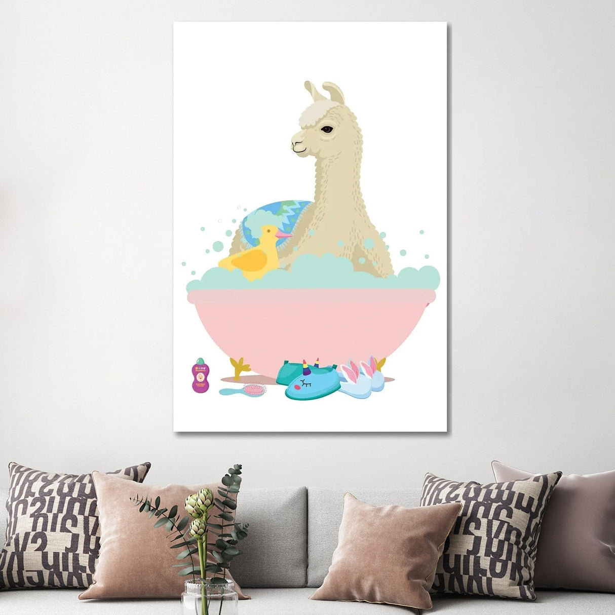 iCanvas "Llama In Pink Bathtub" by Jania Sharipzhanova Canvas Print