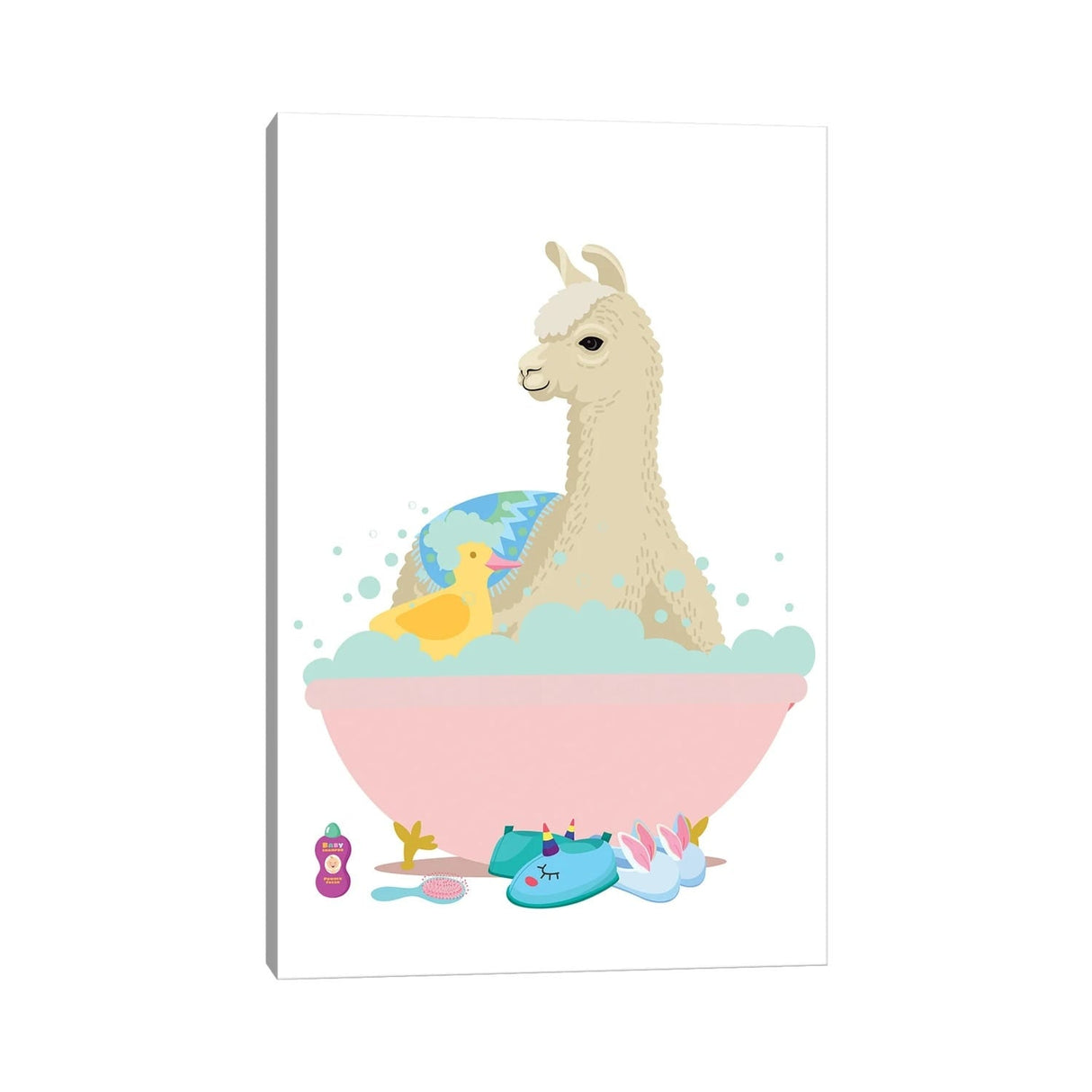 iCanvas "Llama In Pink Bathtub" by Jania Sharipzhanova Canvas Print
