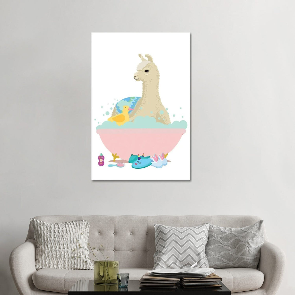 iCanvas "Llama In Pink Bathtub" by Jania Sharipzhanova Canvas Print