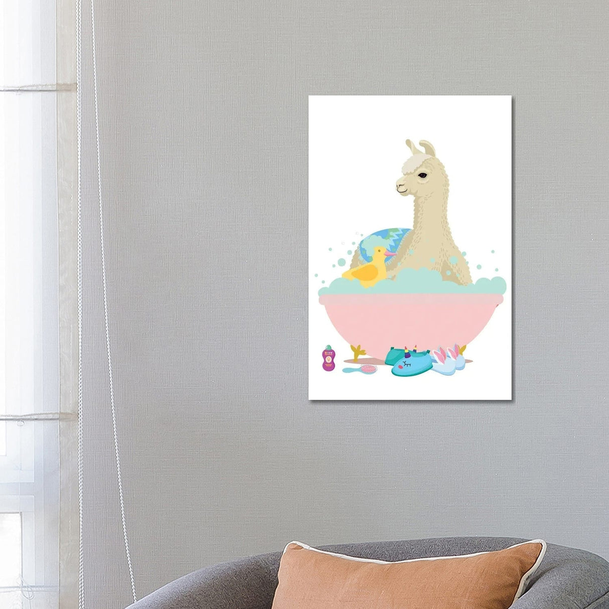 iCanvas "Llama In Pink Bathtub" by Jania Sharipzhanova Canvas Print