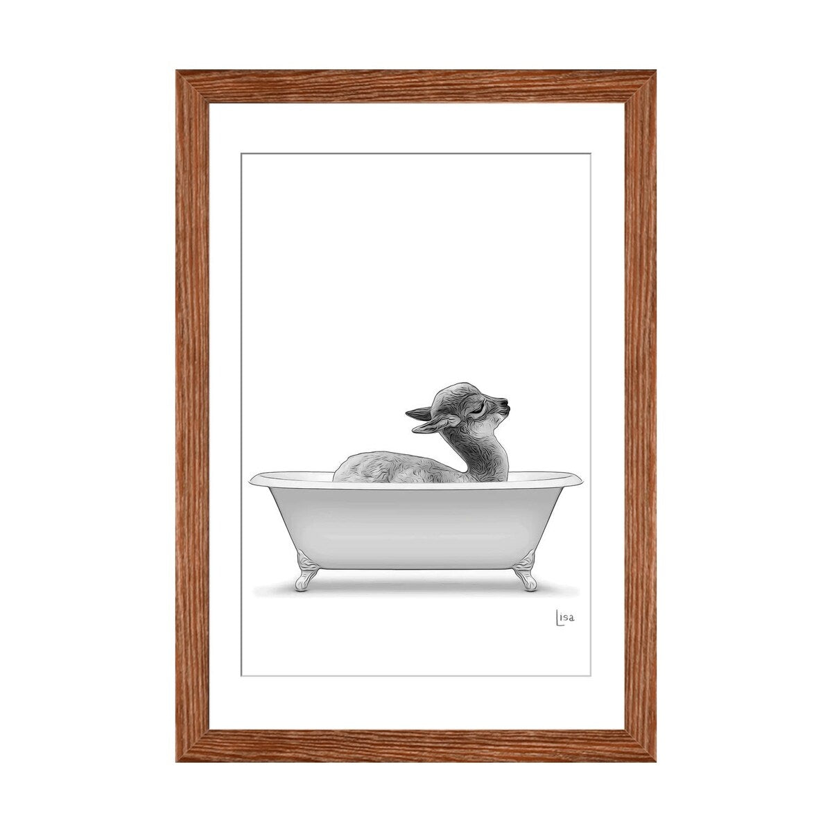 iCanvas "Llama In The Bath Bw" by Printable Lisa's Pets