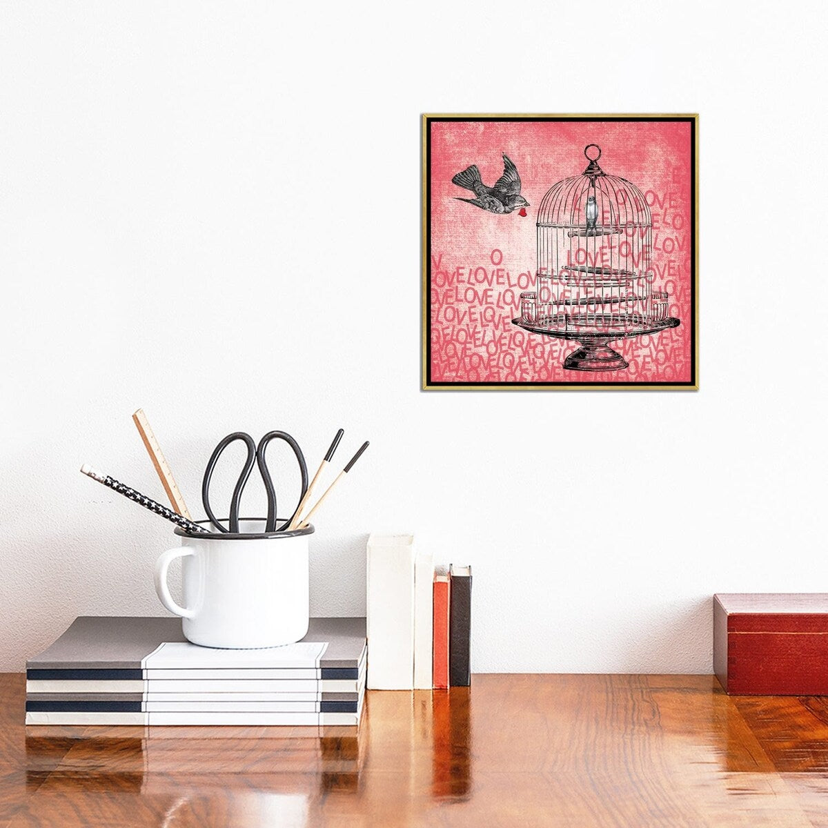 iCanvas "Love Birds" by Erin Clark Framed Canvas Print