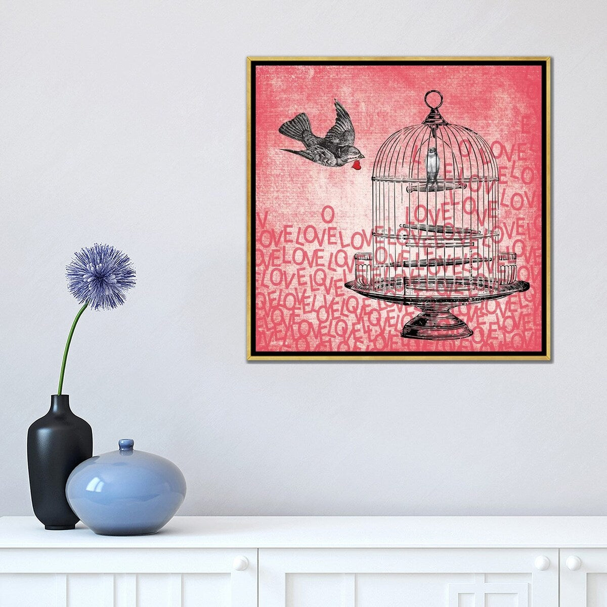 iCanvas "Love Birds" by Erin Clark Framed Canvas Print
