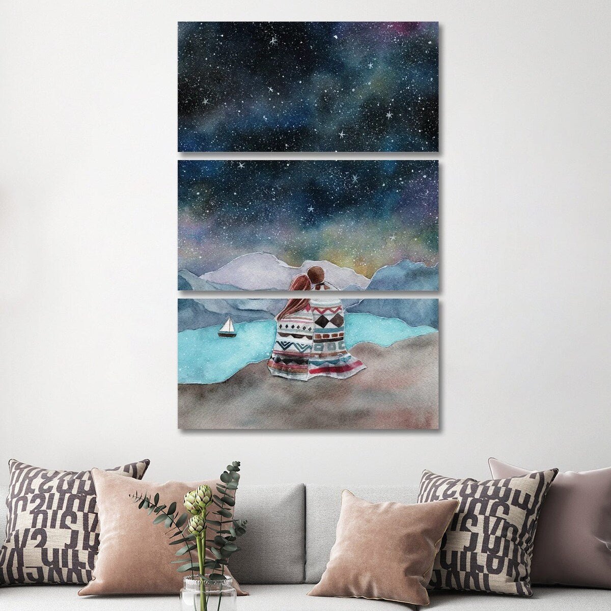 iCanvas "Love Under The Stars" by Tina van Dijk 3-Piece Canvas Wall Art Set