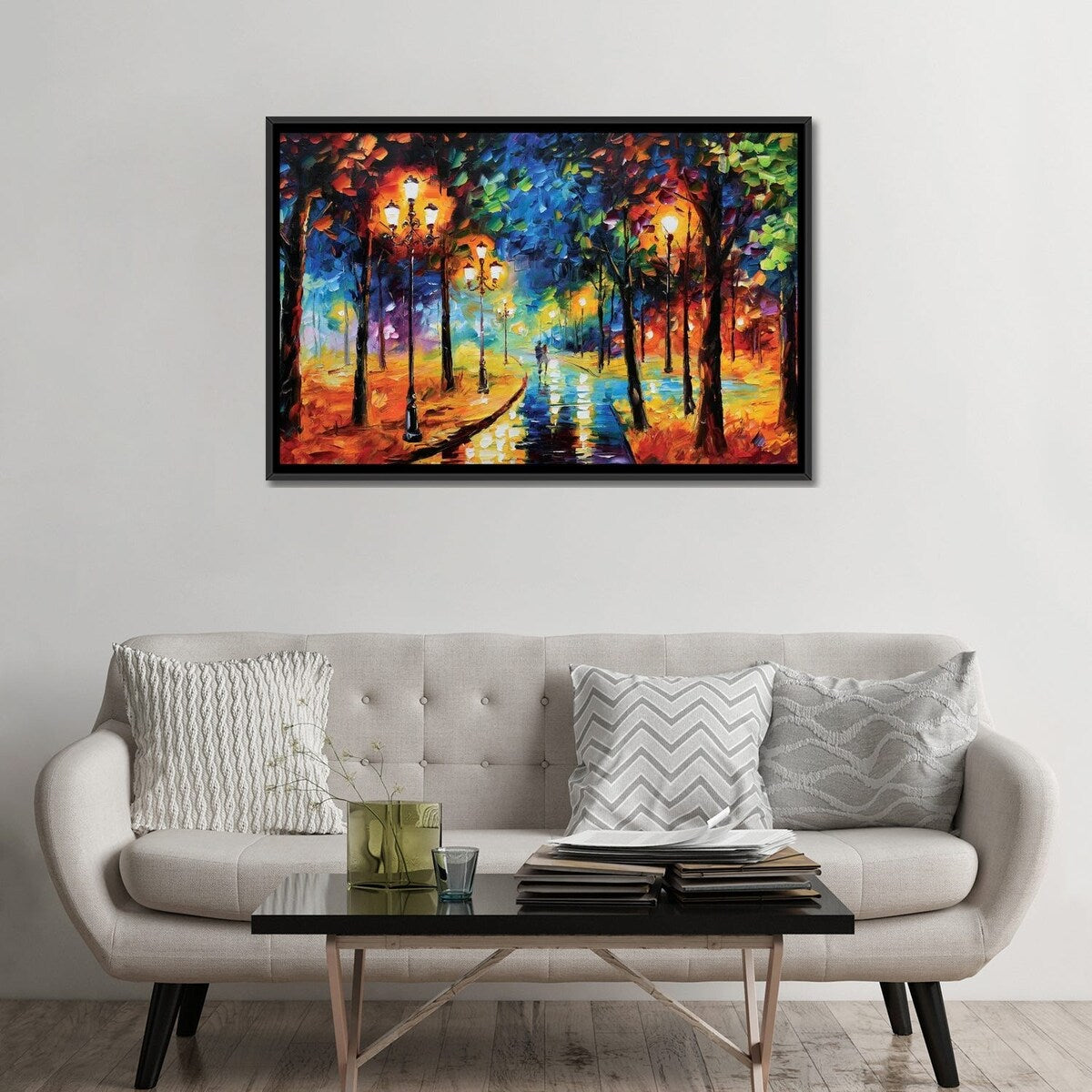 iCanvas "Lovely Park Night" by Daniel Wall Framed Canvas Print