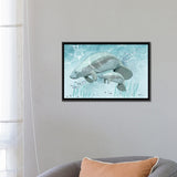iCanvas "Mama and Baby Manatee" by Thomas Little Framed Canvas Print