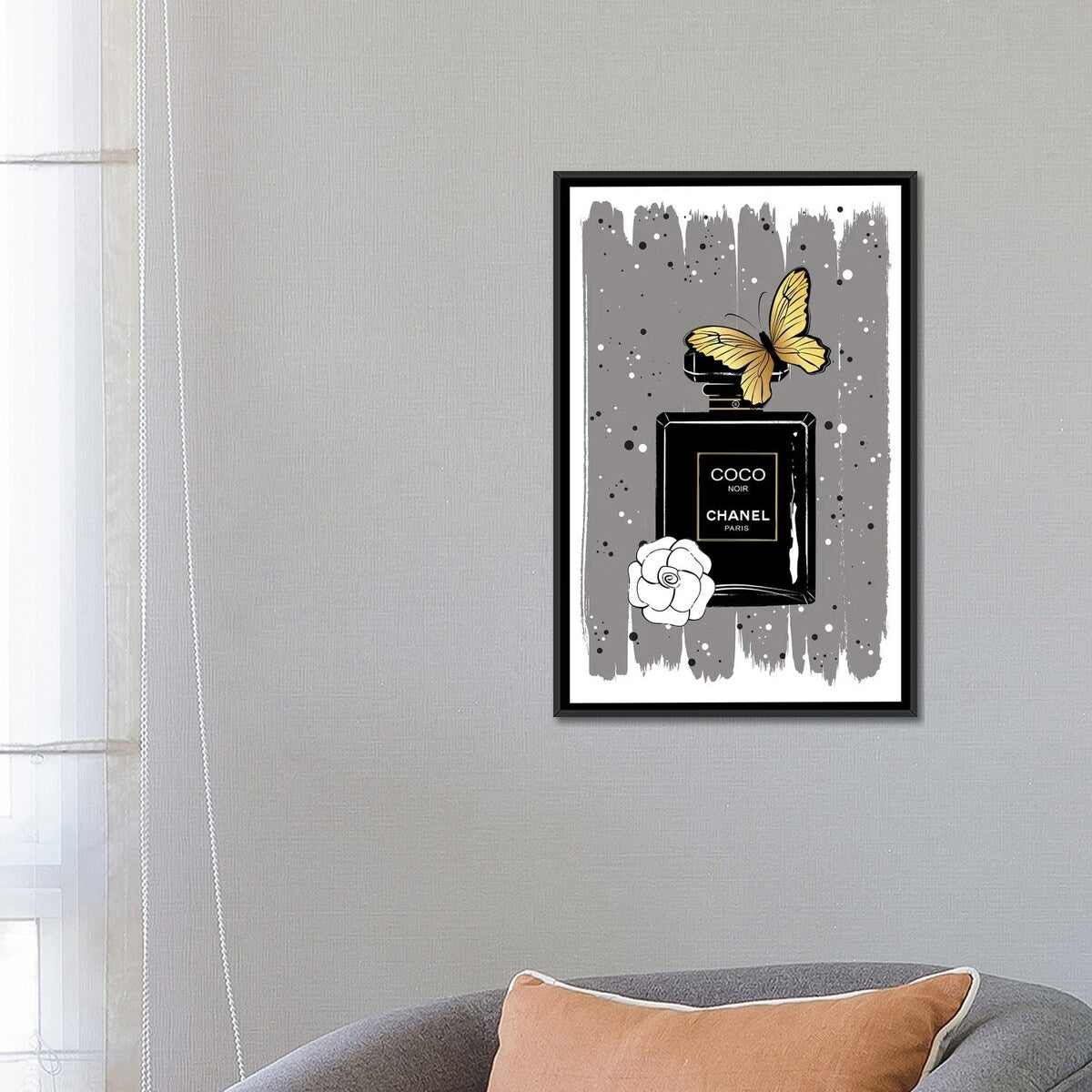 iCanvas "Noir Butterfly" by Martina Pavlova Framed Canvas Print