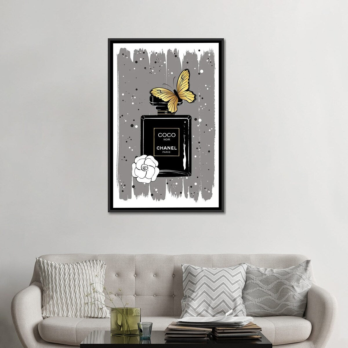 iCanvas "Noir Butterfly" by Martina Pavlova Framed Canvas Print