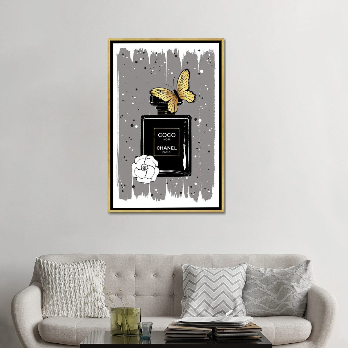 iCanvas "Noir Butterfly" by Martina Pavlova Framed Canvas Print