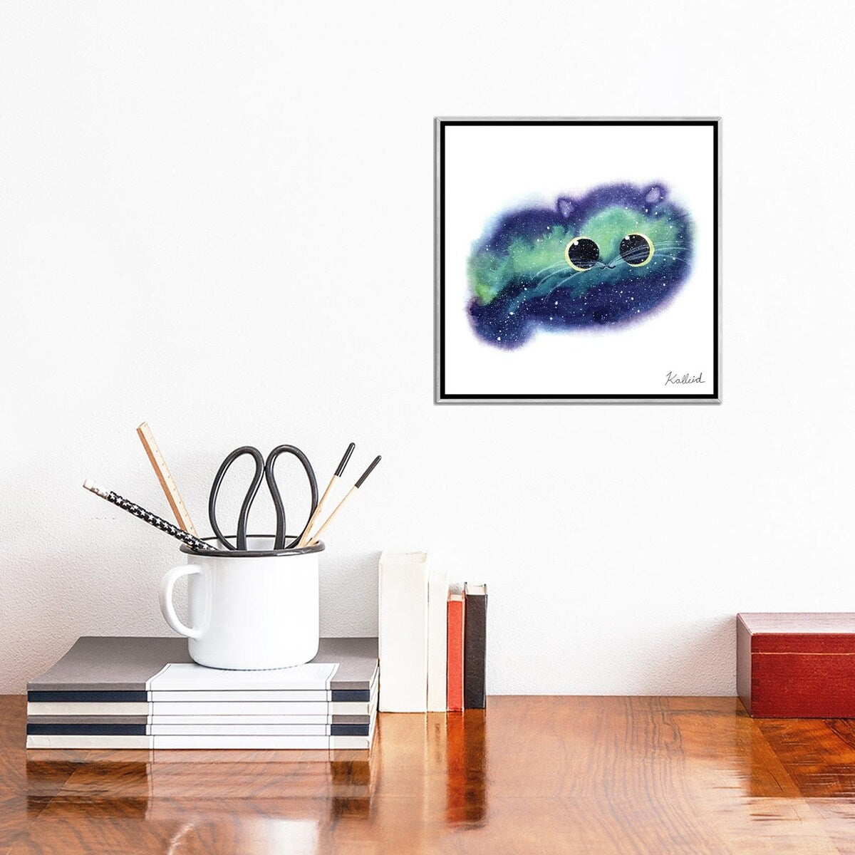 iCanvas "Northern Lights Cat" by Kalleidoscape Design Framed