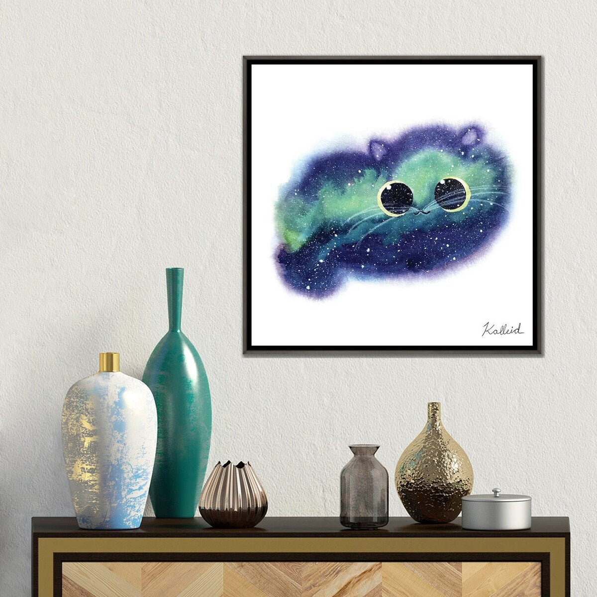 iCanvas "Northern Lights Cat" by Kalleidoscape Design Framed