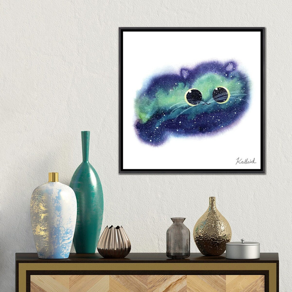 iCanvas "Northern Lights Cat" by Kalleidoscape Design Framed