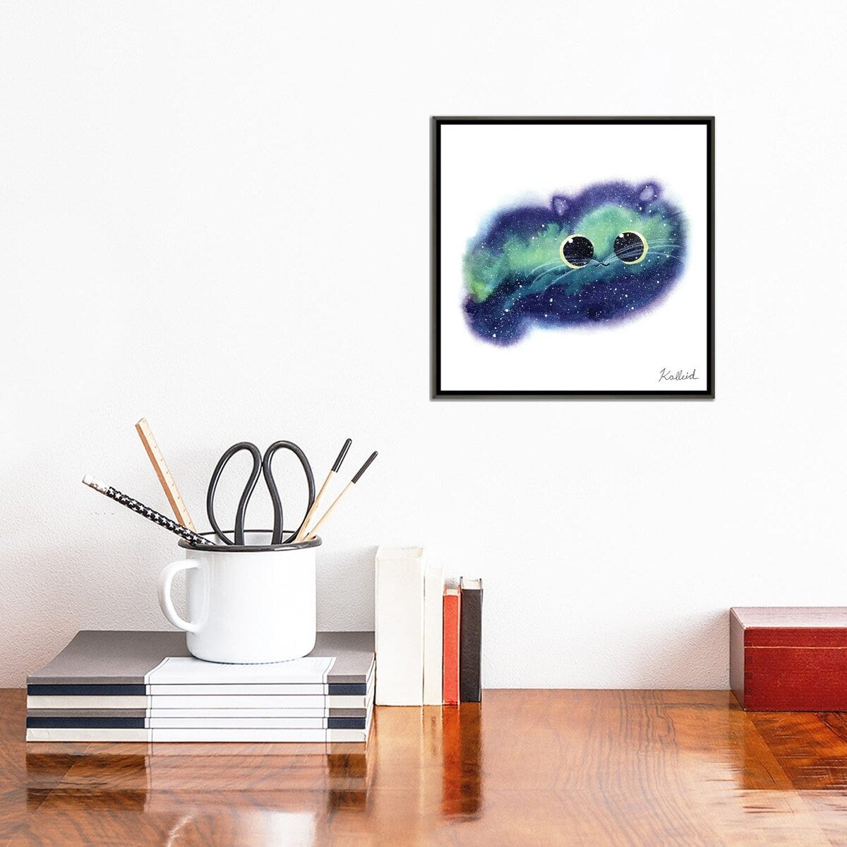 iCanvas "Northern Lights Cat" by Kalleidoscape Design Framed