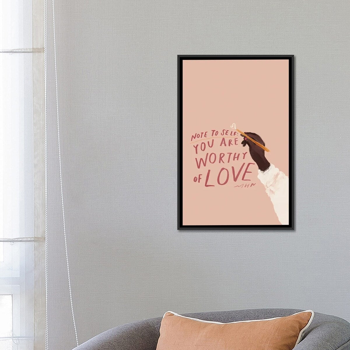 iCanvas "Note To Self- You Are Worthy Of Love" by Morgan Harper Nichols Framed