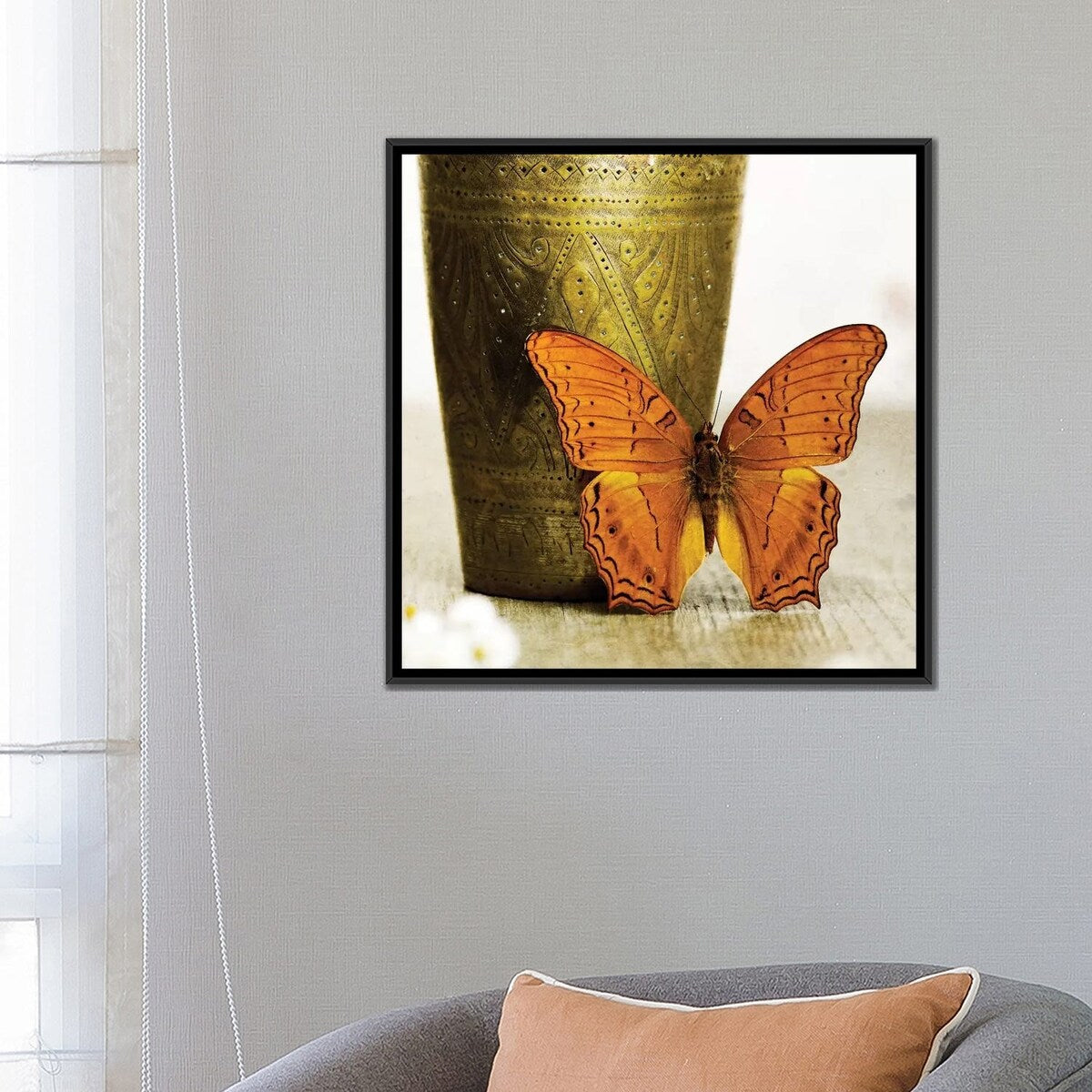 iCanvas "Orange Butterfly Against Copper Vase" by Tom Quartermaine Framed Canvas Print