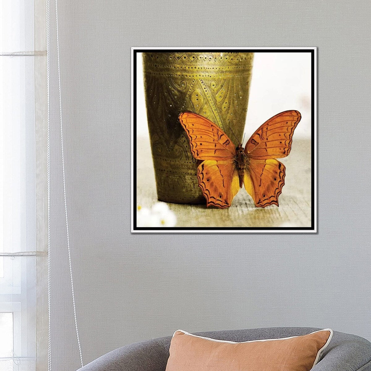 iCanvas "Orange Butterfly Against Copper Vase" by Tom Quartermaine Framed Canvas Print