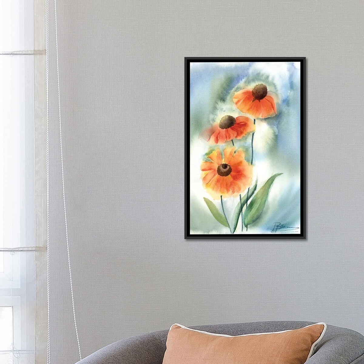 iCanvas "Orange Flowers" by Olga Shefranov Framed Canvas Print